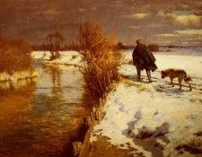 Hartwick Hermann A Hunter In A Winter Landscape. Hartwick 