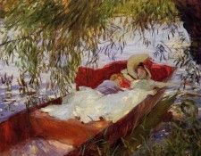 Sargent John Singer Two Women Asleep in a Punt under the Willows. ,  