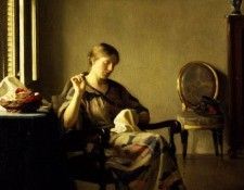 Woman Sewing. ,  