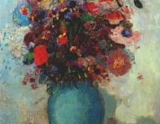 redon flowers in turquoise vase c1910. , 