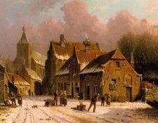Eversen Adrianus A Village In Winter. Eversen, Adrianus