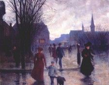 koehler rainy evening on hennepin avenue c1910. , 