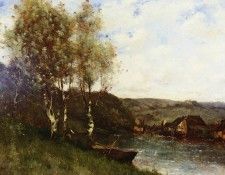 Trouillebert Paul Desire FISHERMAN AT THE RIVER-S EDGE. Trouillebert ����� �������