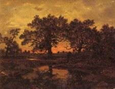 Rousseau Pierre Etienne Theodore Coucher De Soleil. ,   