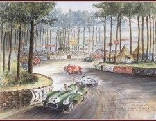 c 1955 the jaguar d in the famous s curve at tetre rouge. ��� ���