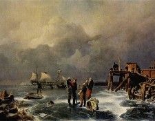 Achenbach Andreas Ufer des zugefrorenen Meeres Winterlandschaft. Achenbach, 