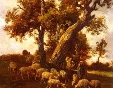 Jacque Charles Emile Sheep At Pasture. ,  