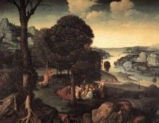 PATENIER Joachim Landscape With St John The baptist Preaching. Patenier  Patinir