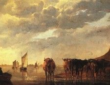 CUYP Aelbert herdsman With Cows By A River. , Aelbert