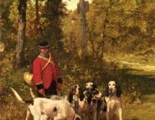 De Penne Charles Olivier A Huntmaster With His Dogs On A Forest Trail. Пенне, Чарльз Оливье де