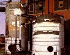 Larko Valeri WRAPPED TANKS oil on paper 36 by 36in. Larko, �������