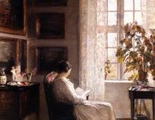 Carl Holose Reading in the Morning Light. Holsoe,  