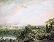 Cozens John Robert The lake of Nemi Sun. Cozens,  