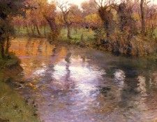 Thaulow Frits An Orchard On The Banks Of A River. Thaulow 