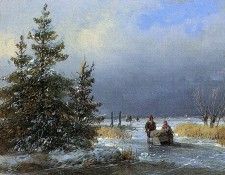 Schelfhout Andreas Scaters on frozen river 3 Sun. Schelfhout, 