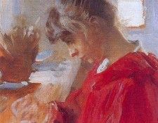 Kroyer Peder Severin Marie en vestido rojo 1890. Kroyer,  