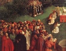 Eyck Jan van The Ghent Altarpiece Adoration of the Lamb detail left. ���, �� ���