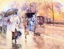 hassam rainy day on fifth avenue 1893. , 