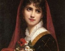 Doyen Gustave A Young Beauty Wearing A Red Veil. Doyen, 