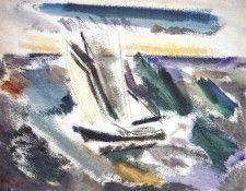 marin schooner and sea, maine 1924. 