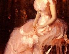 Chase William Merritt Portrait Of A Lady In Pink. ,  