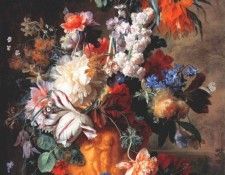 van huysum bouquet of flowers in urn 1724. Huysum,  