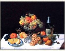 bs-ahp- Severin Roesen- Fruit Still Life With Champagne Bottle. Roesen, 