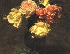Fantin Latour White and Pink Roses. Фантен-Латур, Игнас-Анри-Жан-Теодор