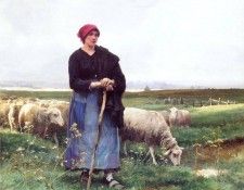 A Shepherdess with her flock. , 