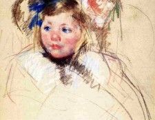 Cassatt Mary Head of Sara in a Bonnet Looking Left.  