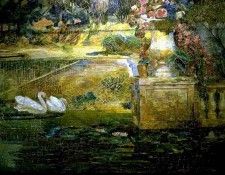 Tiffany Mosaic Fountain. Detail of swans. Тиффани, Луис Комфорт
