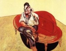 Bacon Portrait of Lucian Freud on orange couch, 1965. , 