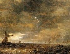 Goyen van Jan Sailing boats in a thunderstorm Sun . ,  