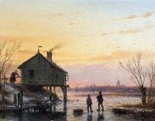 Schelfhout Andreas Scaters at wooden house Sun. Schelfhout, 
