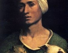 Dossi Dosso Portrait Of A Young Man With A Dog And A Cat. , 