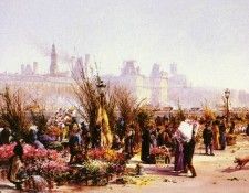 Fraipont Georges (French) 1873-1912 Le Marche Aux Fleurs A Paris OC 65by92cm. Fraipont, 