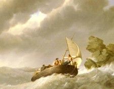 Koekkkoek Johannes Hermanus Sailing The Stormy Seas. Koekkoek,  Hermanus
