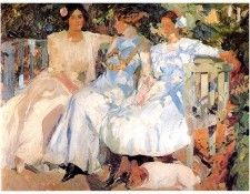 ls Sorolla 1910 Mi mujer y mis hijas en el jardin. Хоакин Sorolla