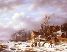 Noter Pierre Francois de Gathering Wood In A Winter Landscape. , - 