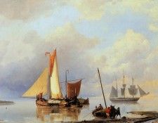 Koekkoek Jan H Ships for the coast Sun. Koekkoek, ��