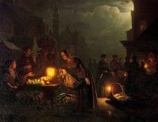 Schendel van Petrus Marketscene by candlelight Sun. ,  