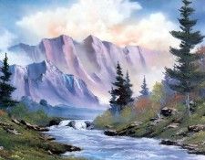 bob ross csg044 bubbling mountain brook. , 