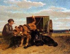 Ronner-Knip Henritte Man With Dog Cart Sun . Ronner-Knip, 