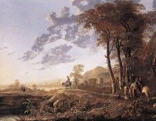 CUYP Aelbert Evening landscape With Horsemen And Shepherds. , Aelbert