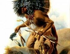 Kb 0005 Pehriska-Ruhpa, in costume of the Dog-Dance KarlBodmer, 1833 sqs. ������, ����