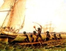 MPA Thomas Baines Aboriginal Canoes Communicating with Monarch and Tom Tough, 1855 sqs. , 