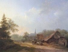 A Cart on a Country Road in Summertime. Koekkoek, Barend 