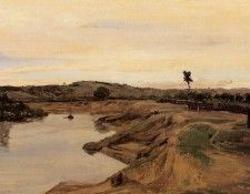 Corot The Poussin Promenade aka Roman Campagna. , --