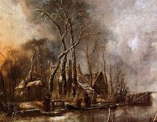 Capelle van de Jan A frozen canal Sun. , 