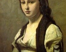 Corot Woman with a Pearl 70x55 Louvre Paris. ����, ���-������-������